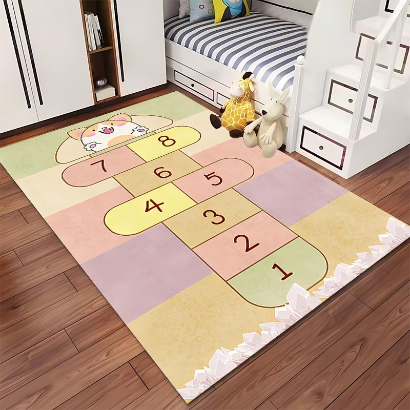 Hopscotch rug with fun designs for kids' playtime Suitable for use as an anti-slip game mat for living room and bedroom sofas