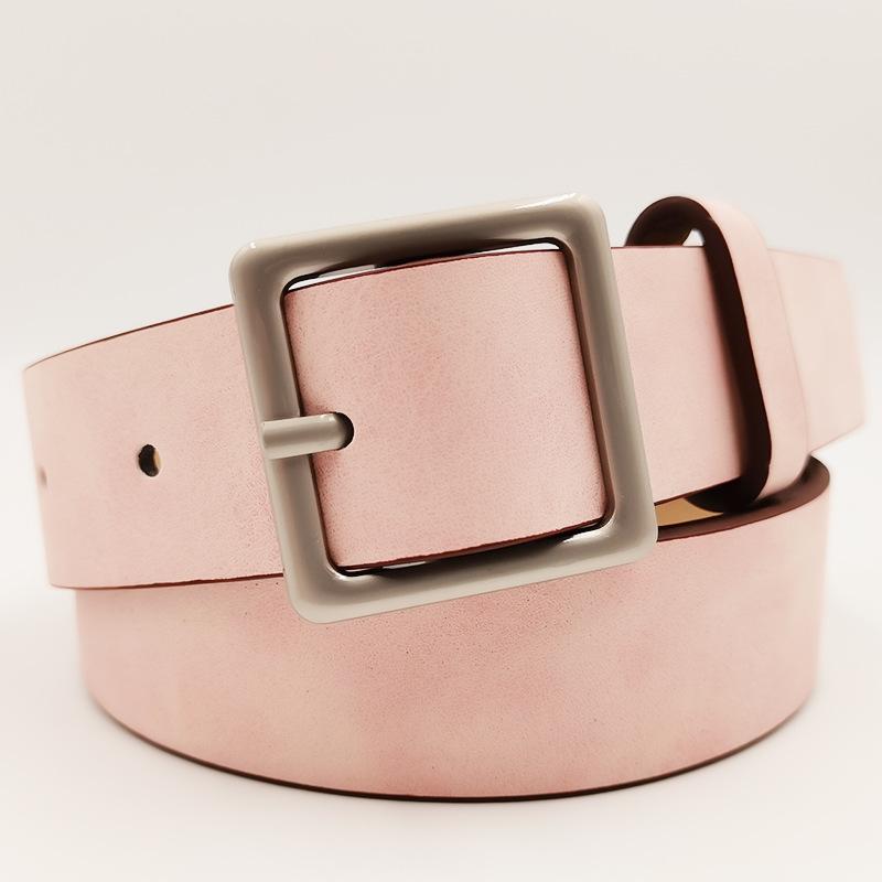 Simple and Versatile Square Buckle Pu Popular Belt Fashion Belt Retro Student Belt