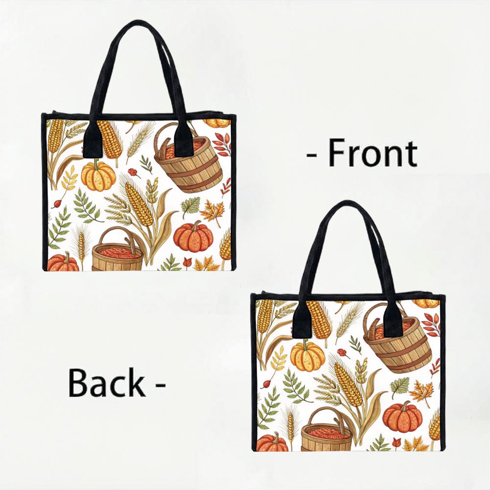 Fall Harvest Pattern Tote Bag Casual Portable Daily Use Handbag