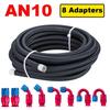 10FT 3M Universal AN4/6/8/10 PTFE Fuel Line Kit Nylon Stainless Steel Braided PTFE Fuel Hose with 8pcs Hose End Fitting Adapters