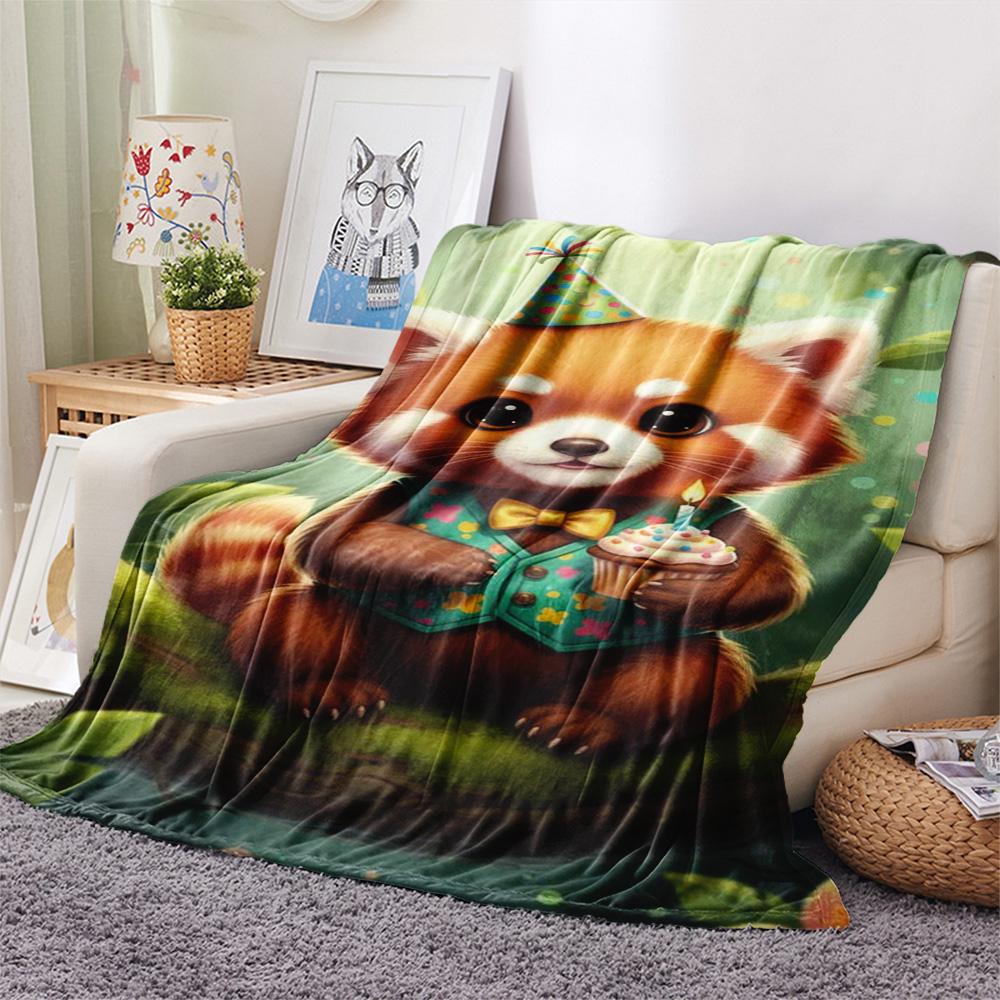 1PC Retro-style animals Print FlAannel Blanket, High quality Comfortable for All Seasons, Home Decor, Warmth and Comfort