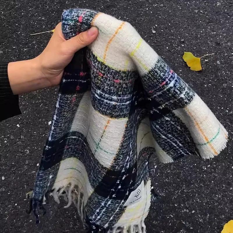 Christmas plaid new scarf women's winter wool senior sense student couple thickened warm shawl scarf