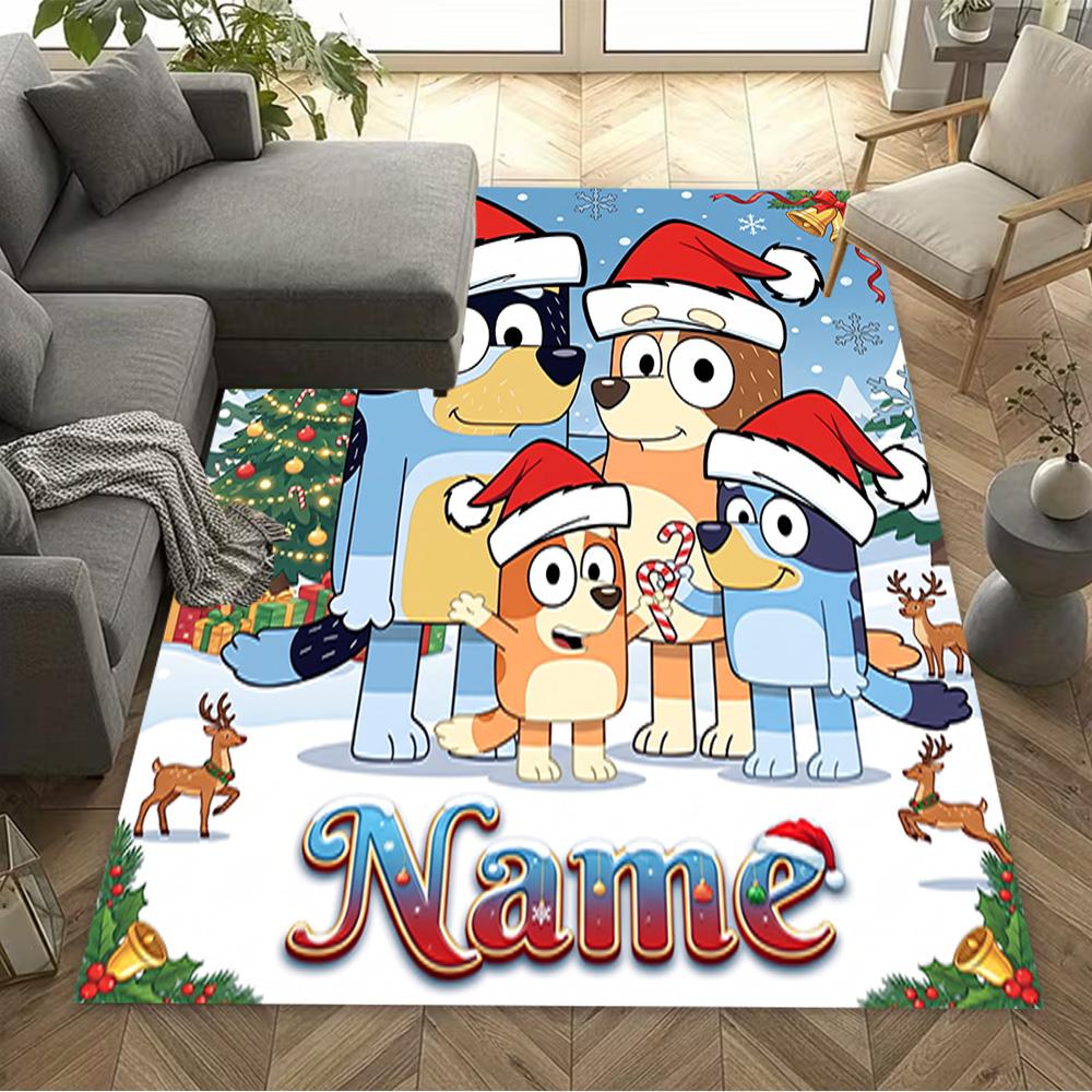 Merry Christmas Celebration Personalized Name Floor Mat Design for Playrooms Foyer Game Room Kitchen Anti-slip Rug Office home decor Wedding Party Gif