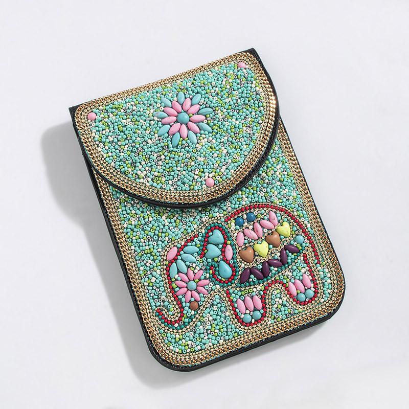 Bohemian Theme Pu Handbag With Magnetic Flap And Floral Accents For Daily Outings