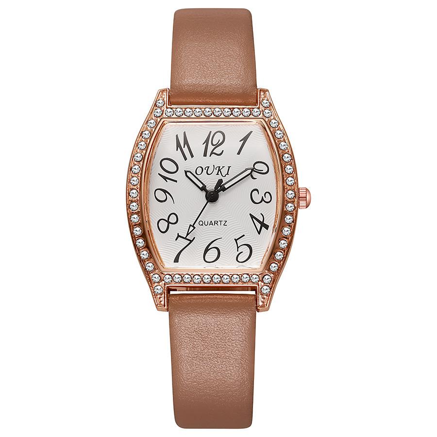 Fassförmige Voll-Diamant Europäischer und Amerikanischer Stil Uhr Mode Damen Uhr Quarz Uhr