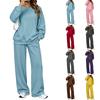 Women's Casual Neck Sweatshirt and Pants Set with Pockets, Fall Winter Comfortable Outfit