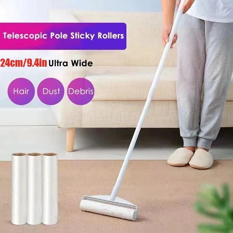 93cm Extendable Lint Roller with Adjustable Handle Powerful Pet Hair Remover Adhesive Sticky Cleaning Tool for Furniture Floors Carpets