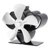 Heat Powered Stove Fan Aluminum Alloy Low Noise Sustainable Wood Stove Fan for Log Fireplace Silver