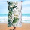 Boho Pink Background Green Leaf Print Beach Towel Quick Dry Lightweight Sand Resistant Absorbent Towel for Beach Pool Travel