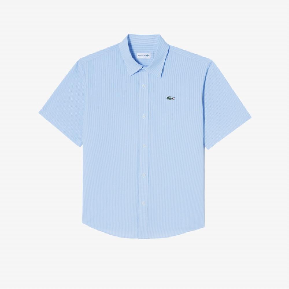 

LACOSTE Мужская рубашка из смесового хлопка с коротким рукавом [Синяя]