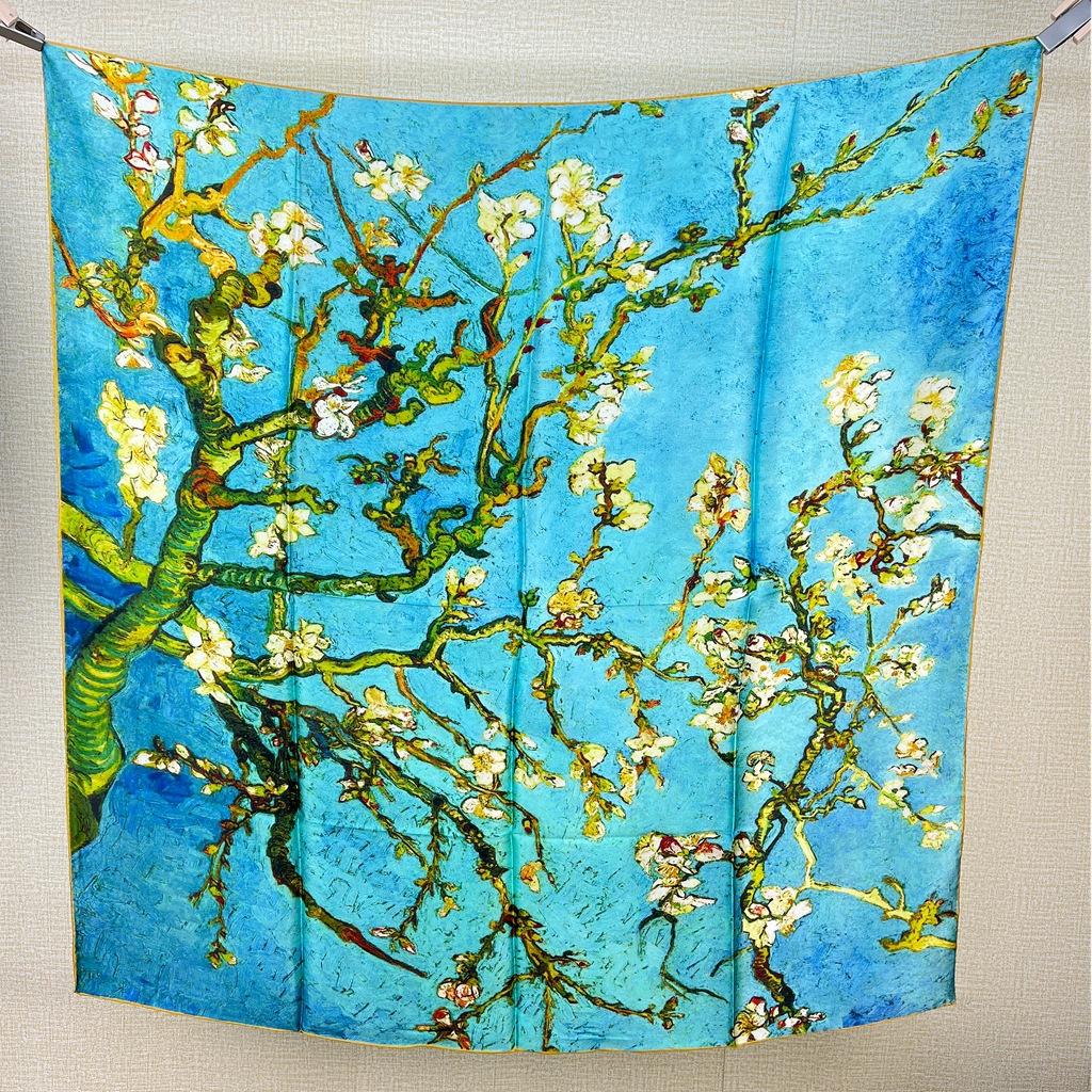 Van Gogh Famous Painting Series Silk Mulberry Silk Square Scarf Gift Silk Scarf Professional Scarf Scarf Female