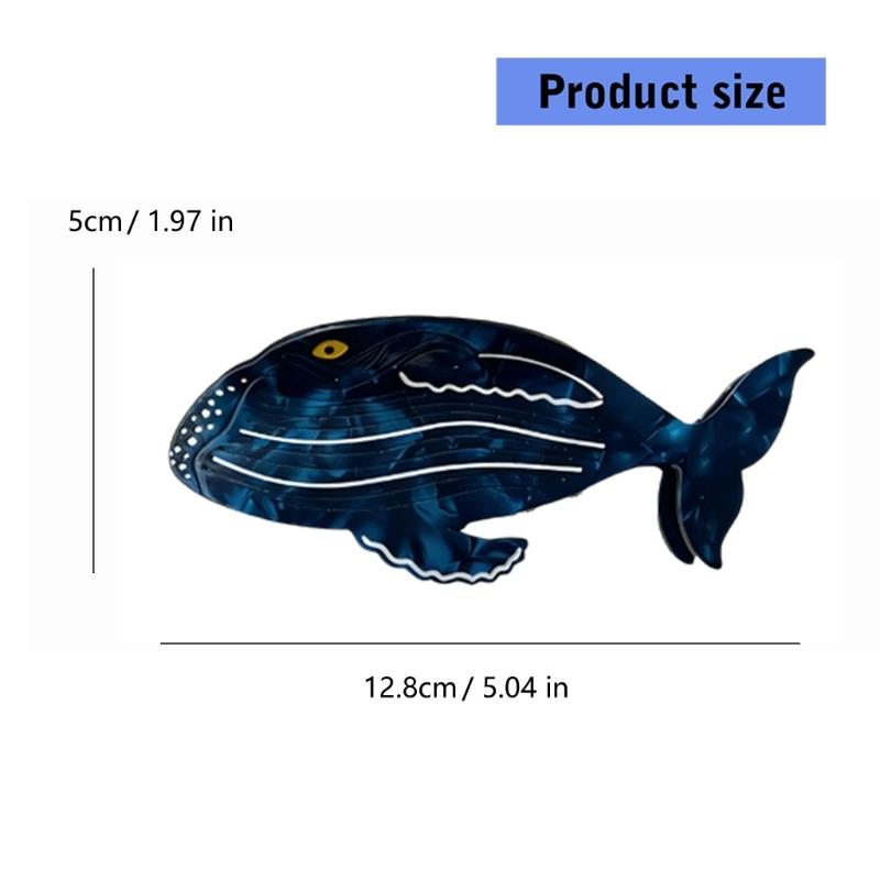Stylish Acetate Hair Claw Clip Ocean Theme Hair Barrette Feature Marine Life Theme White Blue Ponytail Holder