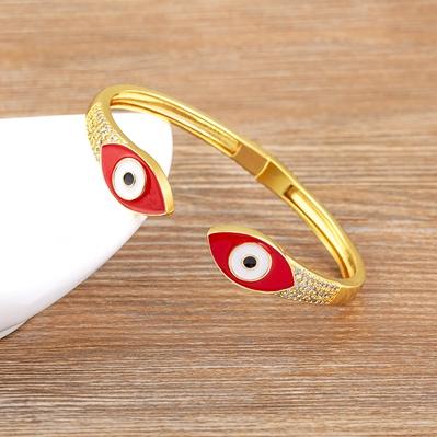 Nidin High Quality Lucky Evil Eye Bangles Bracelets for Women Girl Mutiltype Classic Colorful Enamel Boho Adjustable Jewelry
