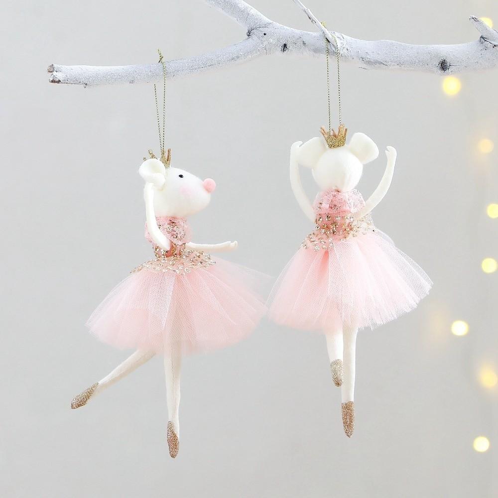 Mesh Xmas Tree Pendant Doll Girl Hanging Pendant Christmas Tree Decor Wall Hanging