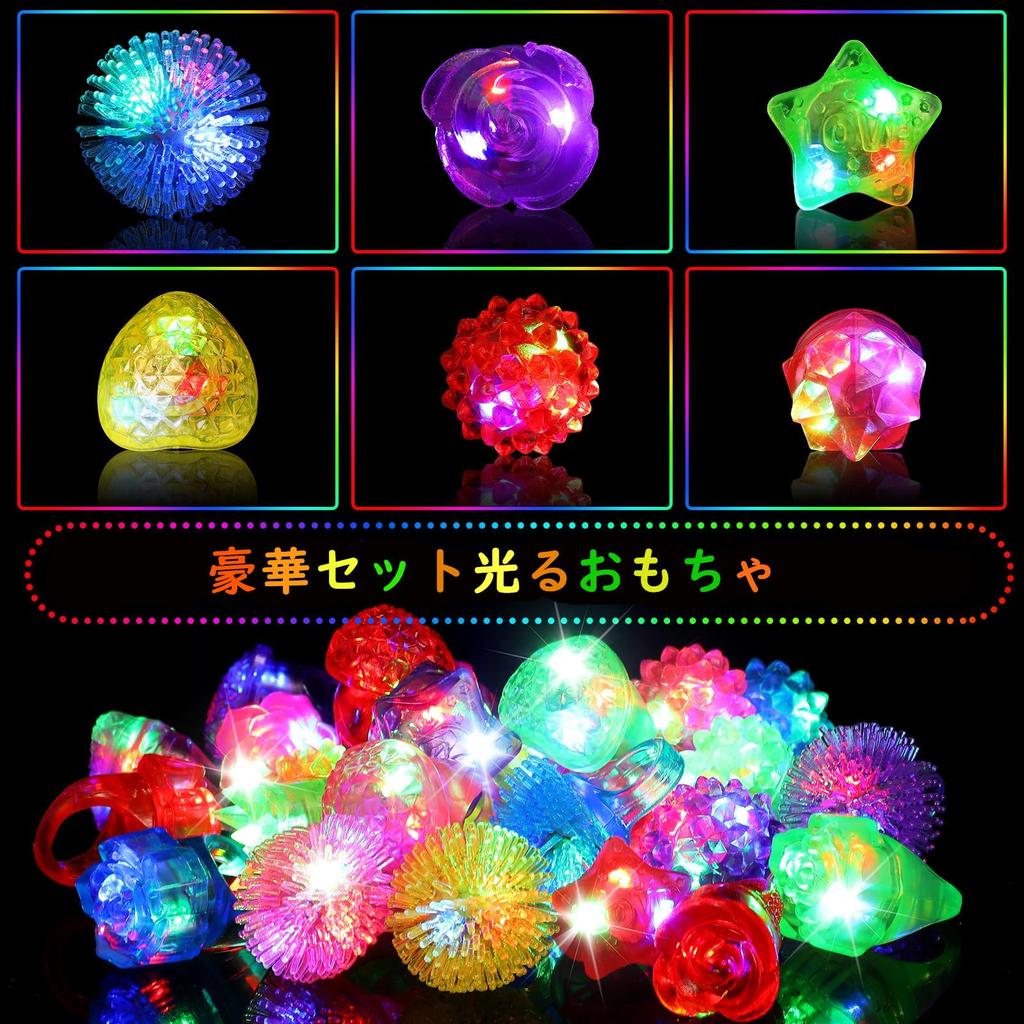 Huang Yem Illuminating Ring Toys, Set of 122436 (Assorted in 6 Types), Perfect for Festivals, Summer Festivals, Prizes, Birthday Parties, and LED