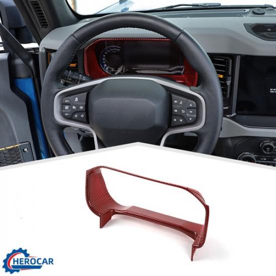 Center Console Dashboard  Panel Decor Frame Trim for Bronco 21+Red Carbon Fiber