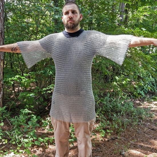 Foe Of Sword Haubergeon - Medieval Functional Historical Replica Chain Mail Armor Lang skjorte | Middels Stor