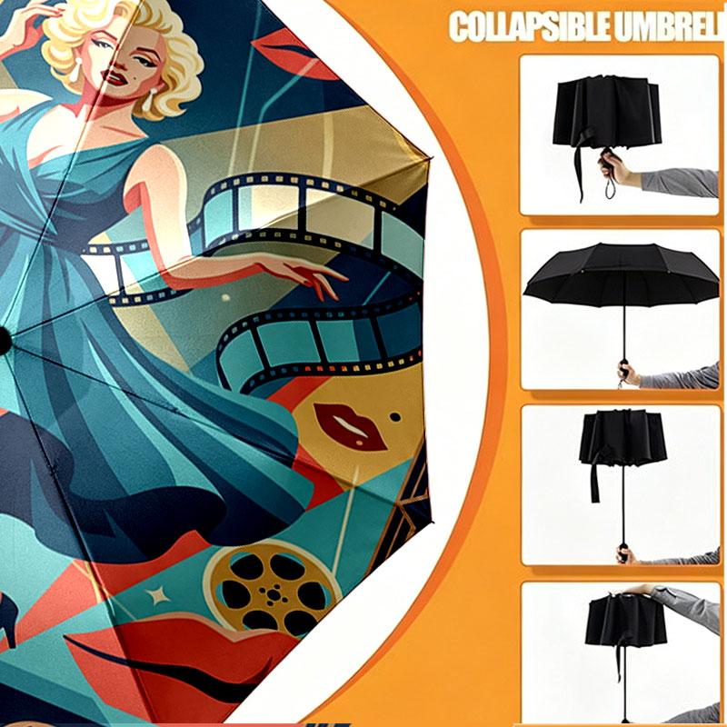 Personalisierter Regenschirm mit Marilyn Monroe Aufdruck und individuellem Namen, Automatisches Öffnen und Schließen, Stabiler 8-Rippen-Rahmen, Für Pendeln, Camping und Wandern, Geburtstagsgeschenk