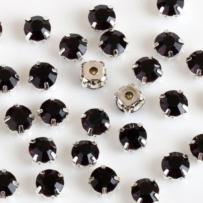 1440pcs Glass Flatback Round Rhinestones with Nickel-Free Metal Base Eco-Friendly Sew-On Stones for Shoes Garments Bags & Hats