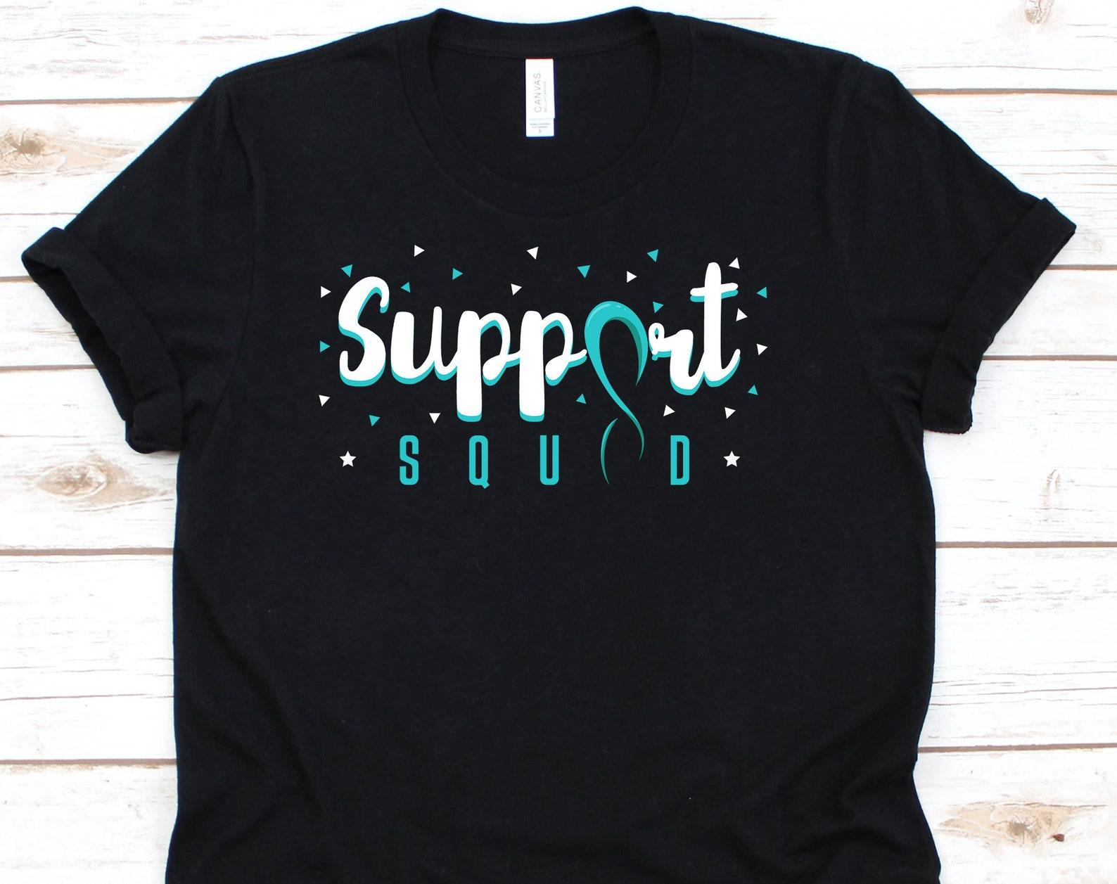 Cervical Cancer Support Squad Shirt, Cancer Awareness Gift For Cervical Cancer Supporter Fighter Survivor, Cervical Cancer Ribbon Tshirt 4XL