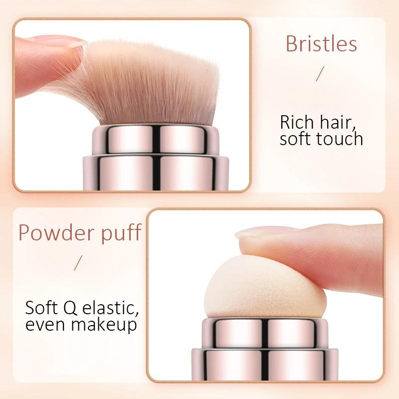4 In 1 Makeup Brush Eyeshadow Eye Lip Face Concealing Blush Foundation Brush All In One Retractable Travel Size Makeup Brush