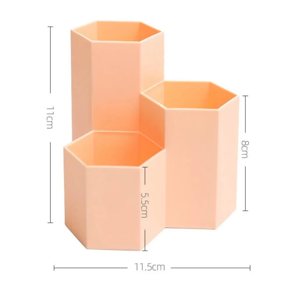 Brush Storage Box Pen Holder Roomy Honeycomb Shape Slant Insert Desk Organizer Plastic 3 Lattices Cosmetic Make-up Stud