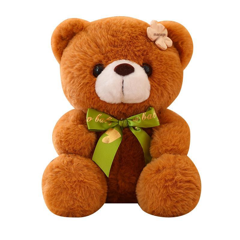 Cute Flower Ribbon Teddy Bear Plush Toy - Colorful Bear Doll Gift for Valentine's Day