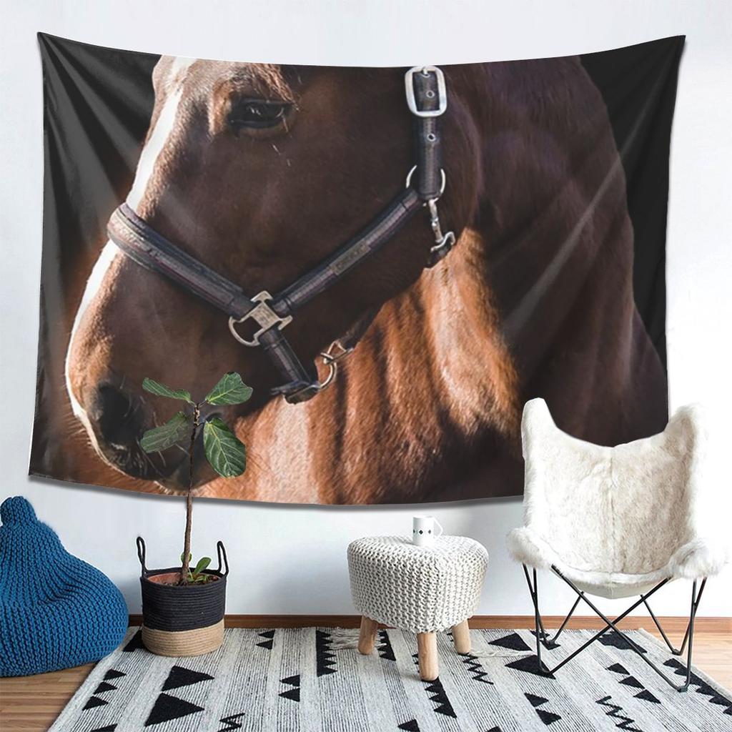 Brown Horse Herd Running Galloping Animal Lovers Humor Tapestry Wall Hanging Aesthetic Home Decoration Tapestries for Dorm Room