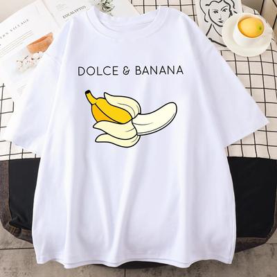 Dolce Banana Creative Print Unisex Cotton T-Shirts Fashion All-math Soft Short Sleeve Breathable Oversize Clothes Casual Unisex Tops