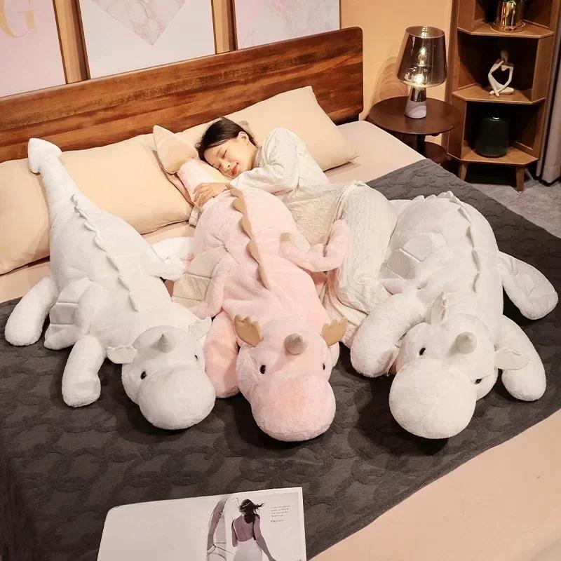 70-150CM Little Flying Dragon Plush Toys Giant White Dinosaur Stuffed Animal Toy Soft Bedroom Sleep Pillow Cushion