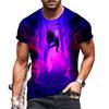 Fashion Men's Crew Neck Short Sleeve 3D Skull Color Printed Skull Short Sleeve Crew Neck T-Shirt