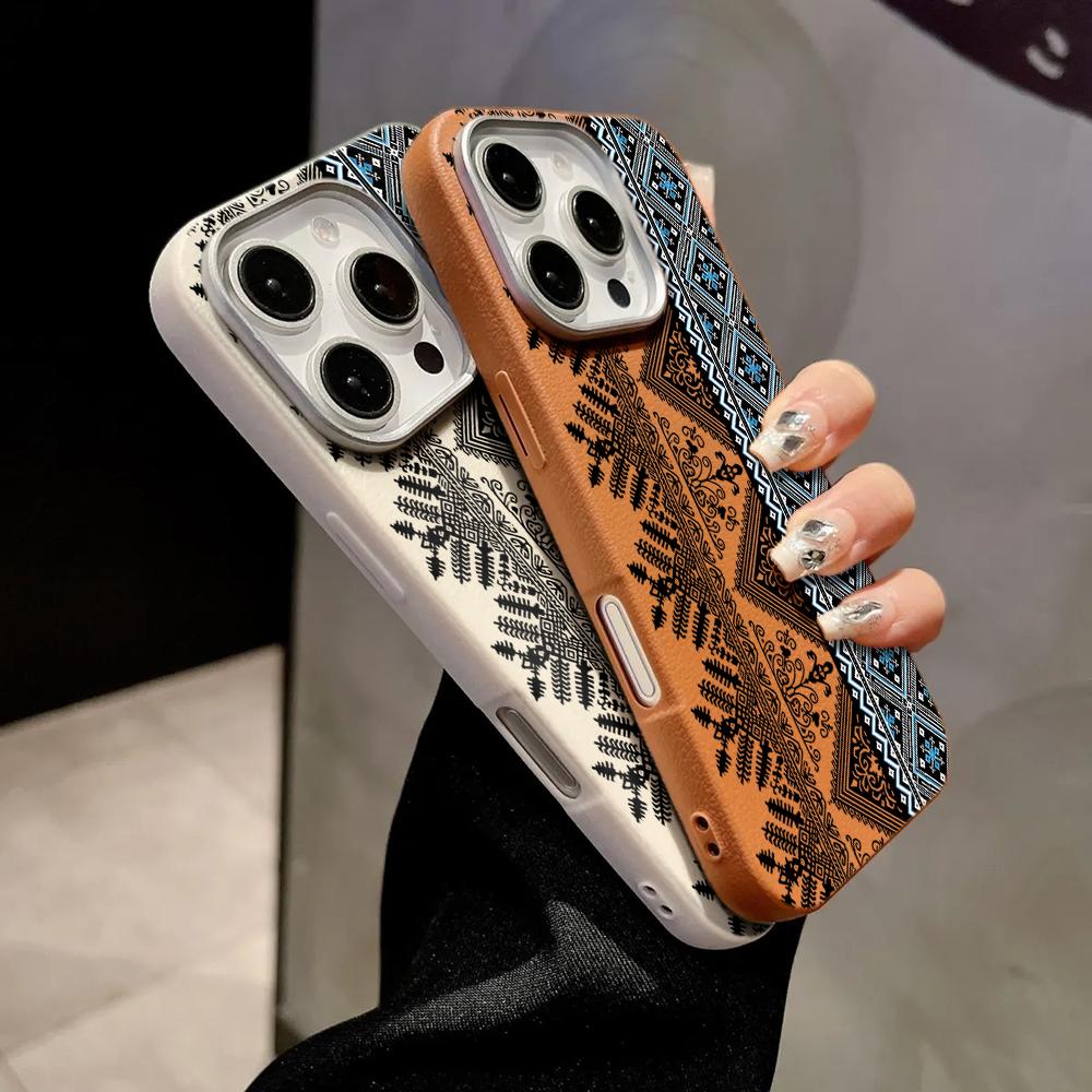 Luxury Fashion Retro Totem Phone Case For iPhone 17 16 15 14 11 Pro Max 13 12 Plus Air Protection Shockproof Silicone Soft Funda