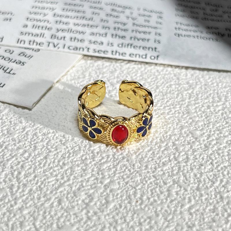 2026 Court Style Retro Heavy Industry Geometric Irregular Brushed Open Ring Women Ins Light Luxury Fashion Exquisite Index Finger Ring