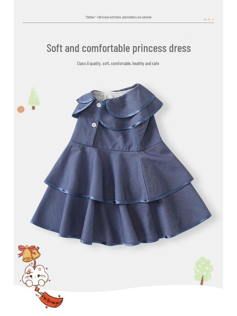 2025 Summer Princess Ruffle Dress: Solid Color Korean Style for Girls