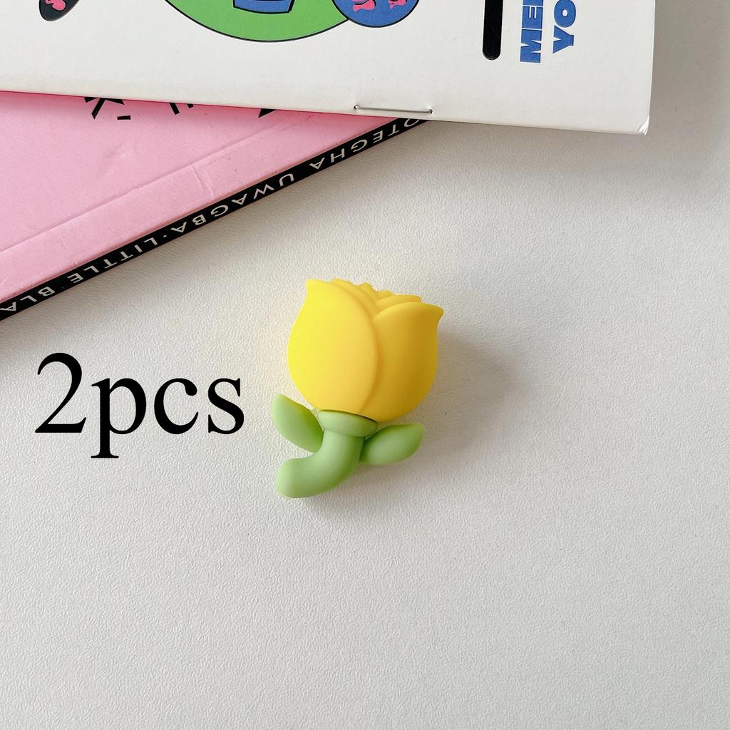 2Pcs Tulip Flower Cable Protector, Cute Decorative Charger Cable Cover, Compatible with Phone Charging Cables