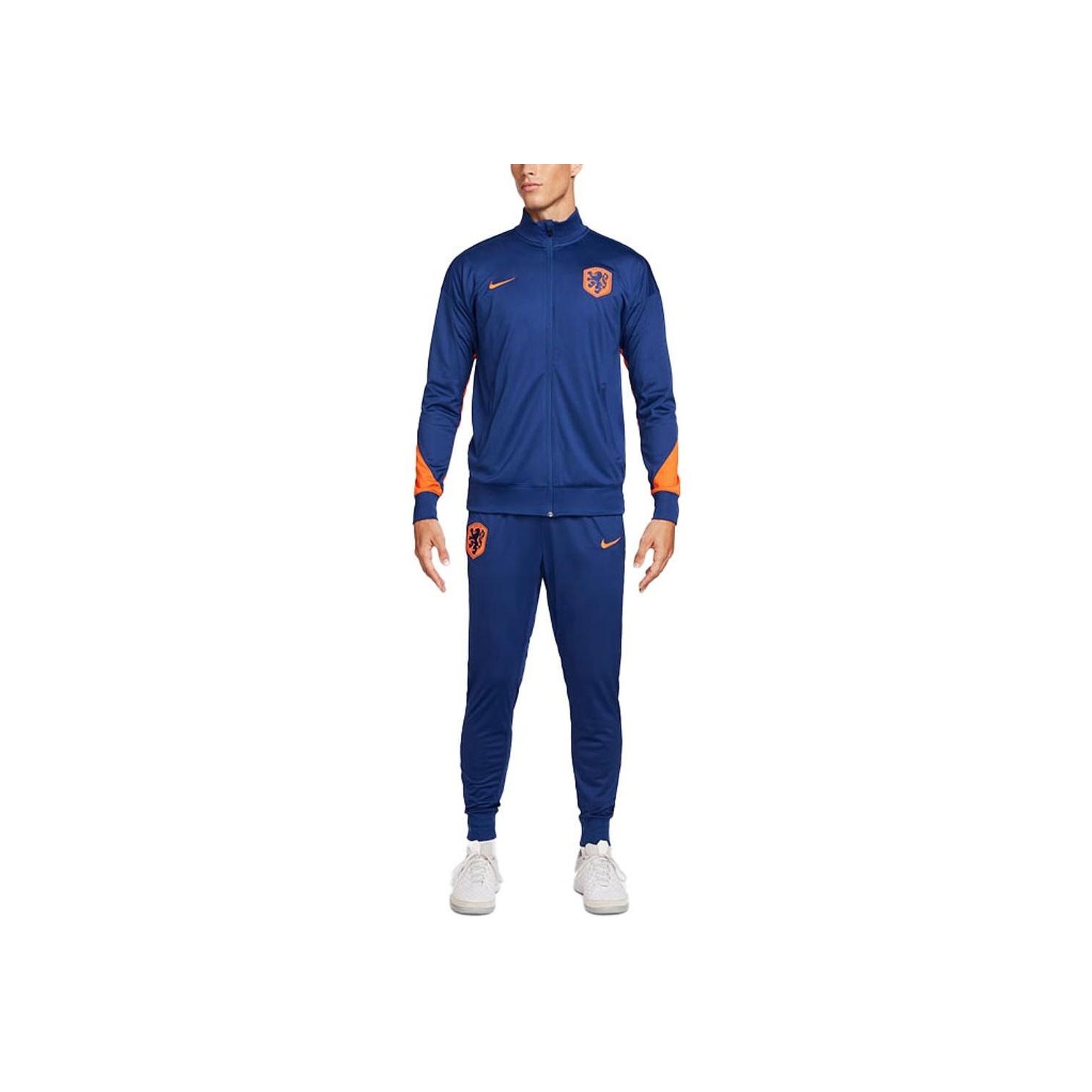 

Nike Netherlands Strike Tracksuit Comfortable Sports Casual Football Set Men Tracksuit Blue Orange FJ2345-455 L