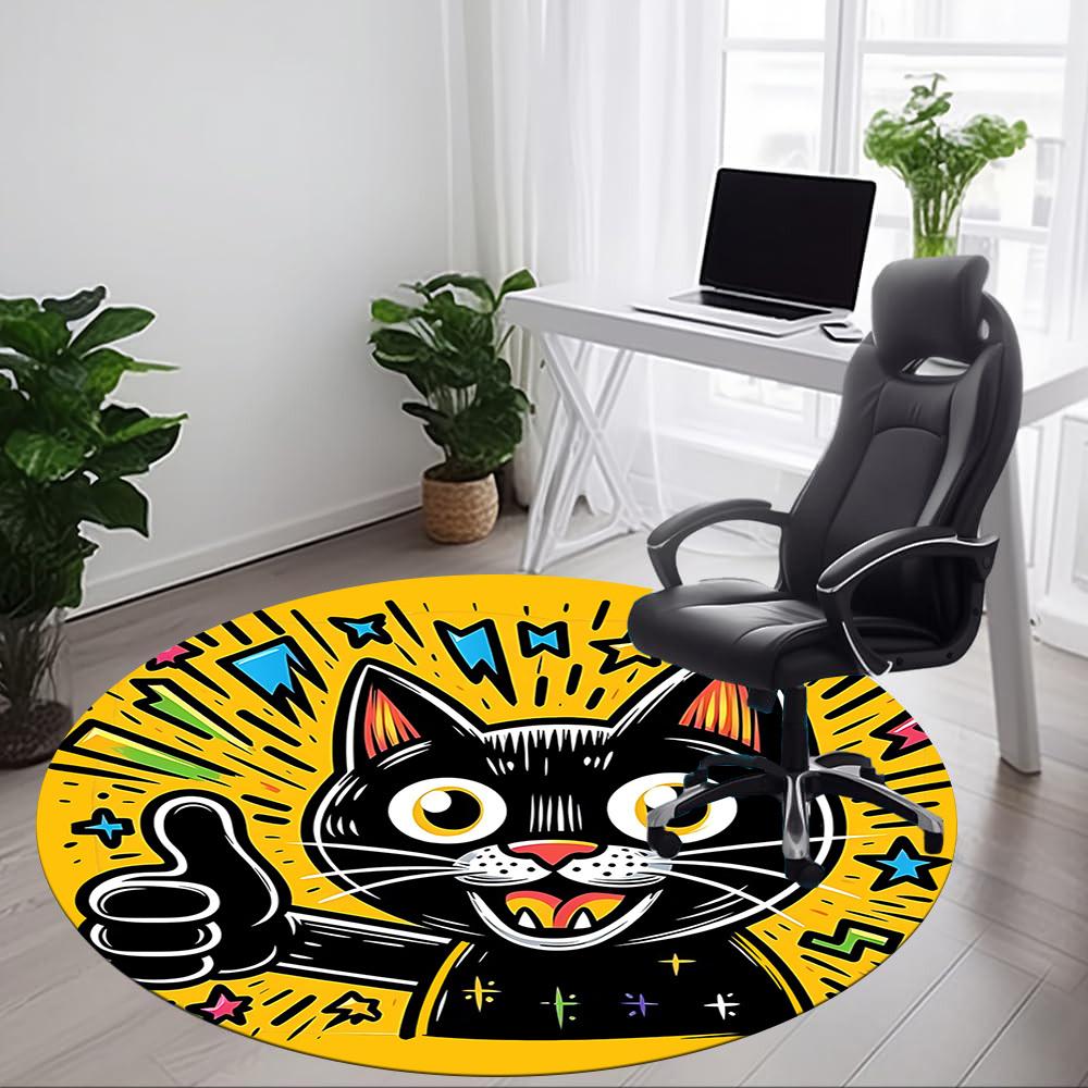 1pc Cat Party Office Round Area Rug, Under Office Chairs Bedroom Living Room Home Decor, Room Deco