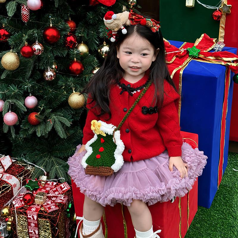 Knit Kids Christmas Santa Shoulder Bag With Lightweight Design For Daily Use