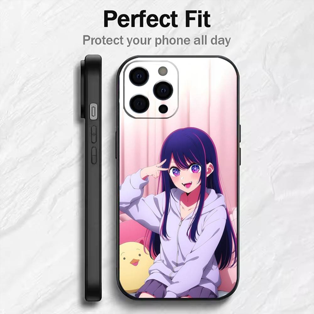 O-Oshi N-No K-Ko Hoshino Ai Handyhülle Für iPhone17,16,15,14,13,12 Plus,Max Weiches Silikon Schwarze Hülle
