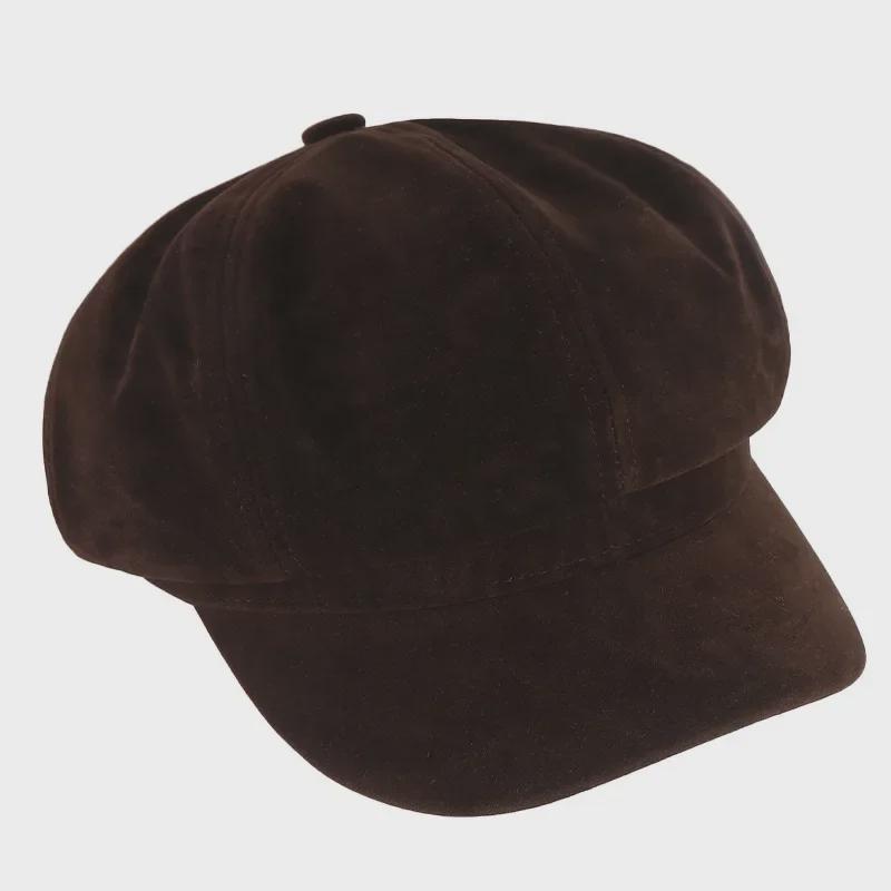 Damen Koreanischer Stil Samt Achteckige Schiebermütze - Retro & Elegant Herbst/Winter Baskenmütze