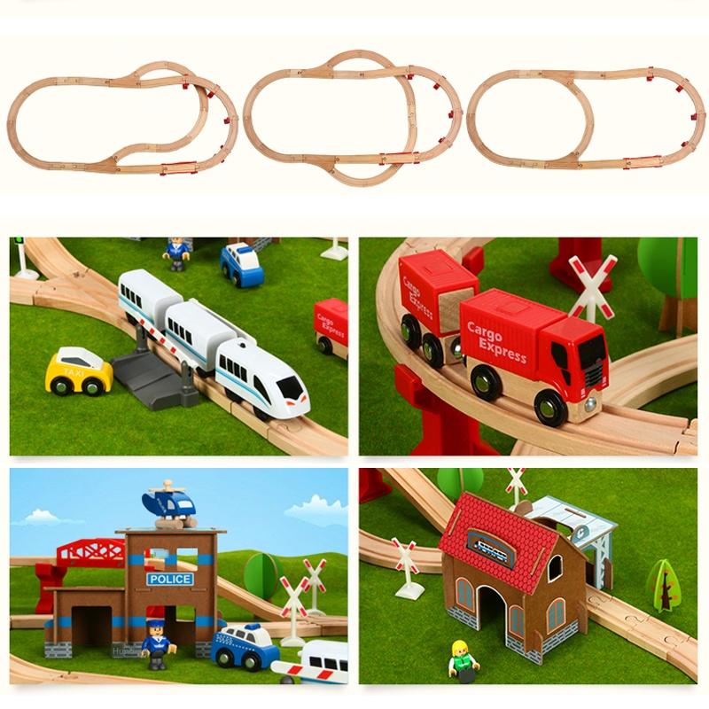 88pcs Combination Wooden Track Set Kids Educational Toys Transport Track Compatible with Wooden Track Electric Car Gift