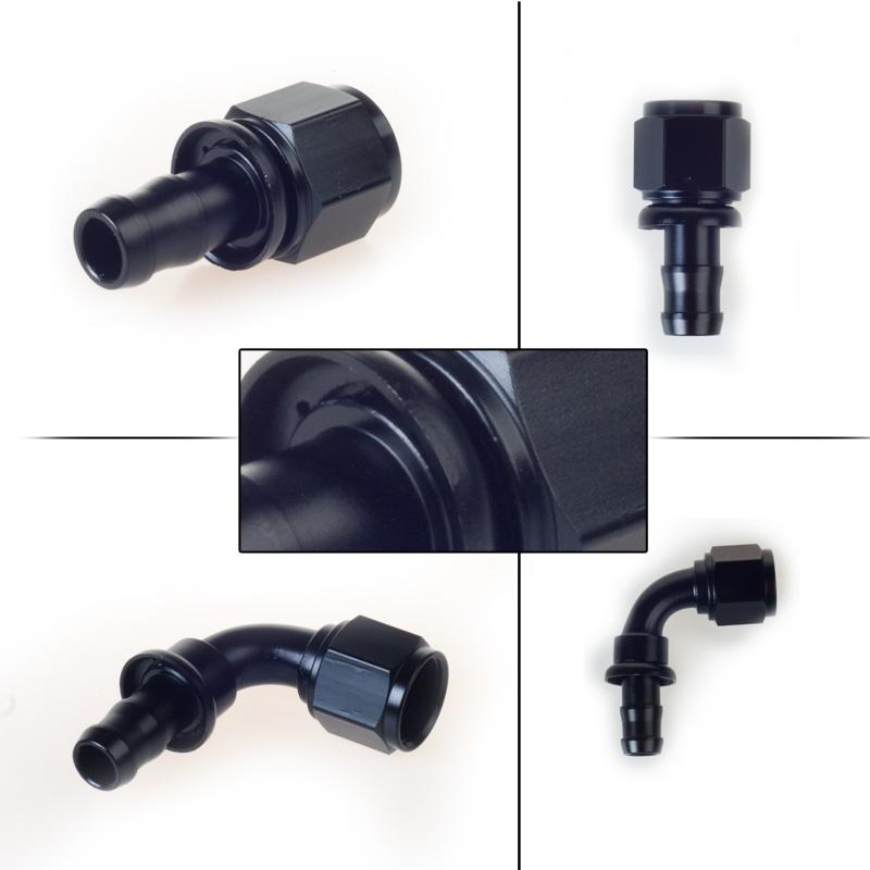 Uuiversal Aluminum AN6 AN8 AN10 Oil Fuel Fitting Oil Fuel Push On Hose 0 90 45 180 Degree Rubber Tube Hose End