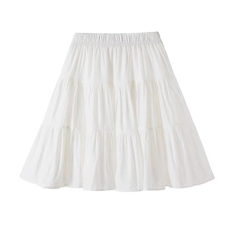 Plus Size Women's Summer Short Pleated Skirt High-Waisted A-Line Tiered Casual Design-forward Slimming All-match Versatile Skirt