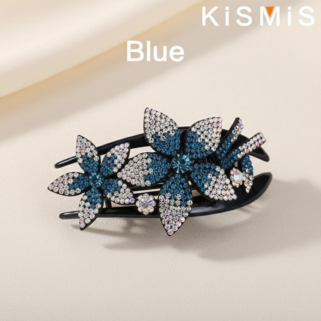 

Colorful Rhinestone Hair Clip Double Temperament Ponytail Clip Top Clip Spring Clip Women Accessories синий