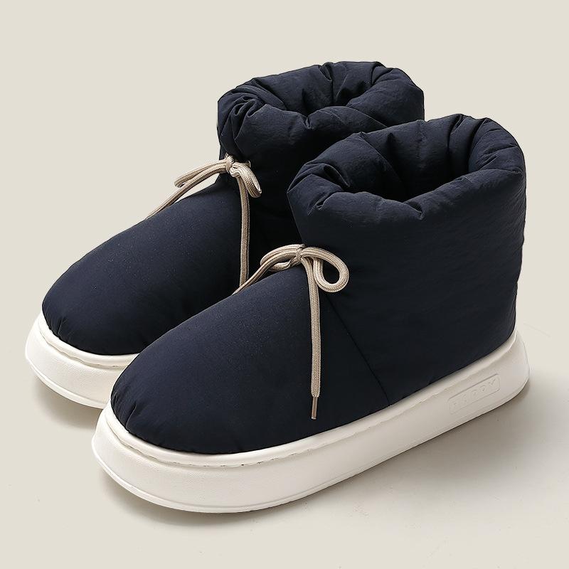 Fashion Crestar Women Winter Cotton Shoes Fashion Outdoor Antiskid Waterproof Fluffy Boots High-top Down Cotton Slippers Warm Home Slide