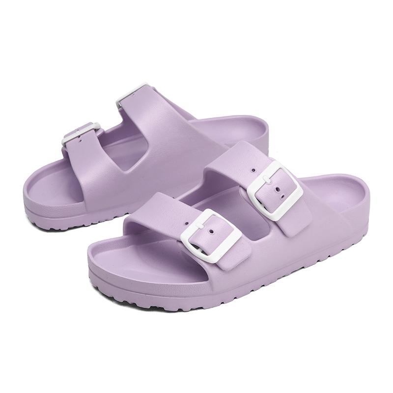 Fehér papucs női Könnyű gumi Birken szandál két állítható pánttal Kettős csattal Otthoni cipő Beltéri papucs