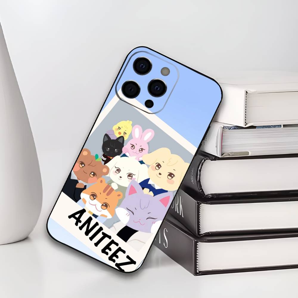A-ANITEEZ Cute Phone Case For iPhone 17,16,15,14,13,12,11 Plus,Pro Max,XS,Soft Silicone Black Cover iPhone17PRO