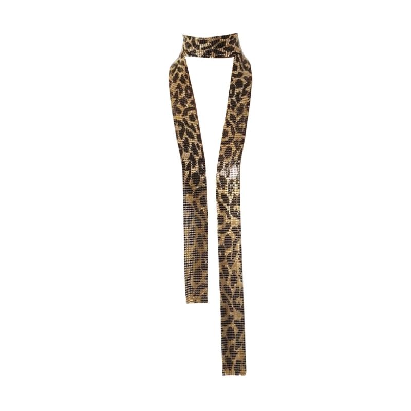 Leopard Pattern Sequins Mesh Scarf Breathable and Comfortable Silk Scarf For Various Parties And Music Festival