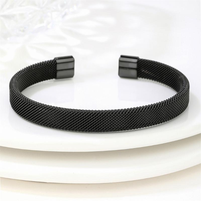 Edelstahl C-förmiges Netz Offenes Armreif Armband Modeschmuck Geschenk Unisex C-förmiger Armreif für Damen Herren