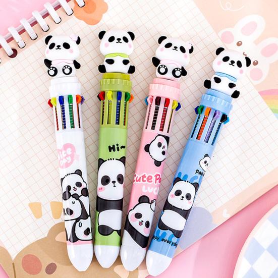 Kugelschreiber in Pandabär-Form Glattes Schreibgefühl Stift 10 Farben in einem Design Druckkugelschreiber für Schule Büro